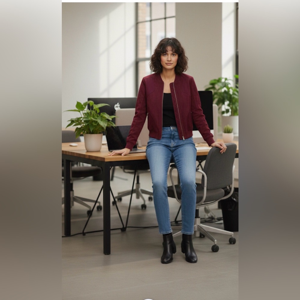 Chico's Rich Burgundy Bomber Jacket